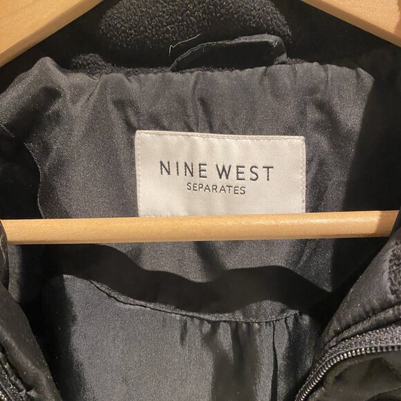 Nine West Women’s M Black Quilted Puffer Jacket Down Feather Full Zip Classic - Picture 2 of 3